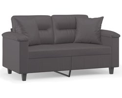 vidaXL - Tweezitsbank - met - sierkussens - 120 - cm - kunstleer - grijs
