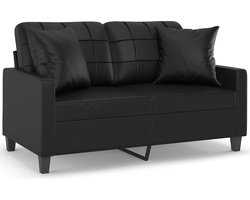 vidaXL - Tweezitsbank - met - sierkussens - 120 - cm - kunstleer - zwart