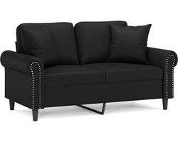 vidaXL - Tweezitsbank - met - sierkussens - 120 - cm - kunstleer - zwart