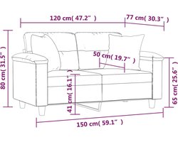 vidaXL - Tweezitsbank - met - sierkussens - 120 - cm - kunstleer - zwart