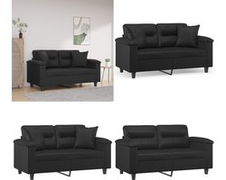 vidaXL Tweezitsbank met sierkussens 120 cm kunstleer zwart - Tweezitsbank - Tweezitsbanken - 2-zitsbank - Bank
