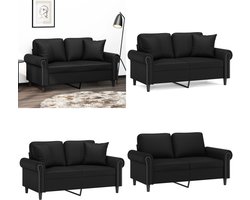 vidaXL Tweezitsbank met sierkussens 120 cm kunstleer zwart - Tweezitsbank - Tweezitsbanken - 2-zitsbank - Bank