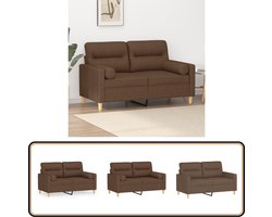 vidaXL - Tweezitsbank - met - sierkussens - 120 - cm - stof - bruin