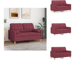 vidaXL - Tweezitsbank - met - sierkussens - 120 - cm - stof - wijnrood