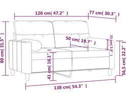 vidaXL - Tweezitsbank - met - sierkussens - 120 - cm - stof - wijnrood