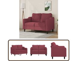 vidaXL - Tweezitsbank - met - sierkussens - 120 - cm - stof - wijnrood