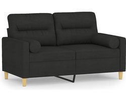 vidaXL - Tweezitsbank - met - sierkussens - 120 - cm - stof - zwart