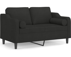 vidaXL - Tweezitsbank - met - sierkussens - 120 - cm - stof - zwart