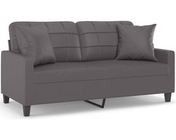 vidaXL - Tweezitsbank - met - sierkussens - 140 - cm - kunstleer - grijs
