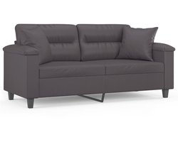 vidaXL - Tweezitsbank - met - sierkussens - 140 - cm - kunstleer - grijs