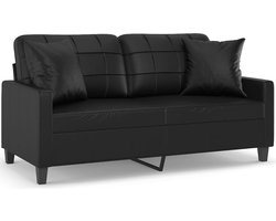 vidaXL - Tweezitsbank - met - sierkussens - 140 - cm - kunstleer - zwart