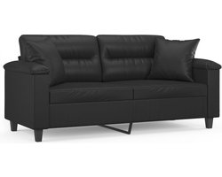 vidaXL - Tweezitsbank - met - sierkussens - 140 - cm - kunstleer - zwart