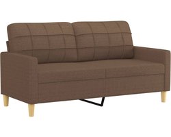 vidaXL - Tweezitsbank - met - sierkussens - 140 - cm - stof - bruin