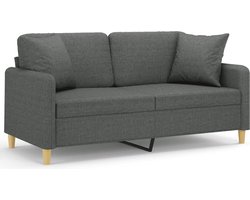 vidaXL - Tweezitsbank - met - sierkussens - 140 - cm - stof - donkergrijs