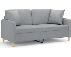 vidaXL - Tweezitsbank - met - sierkussens - 140 - cm - stof - lichtgrijs