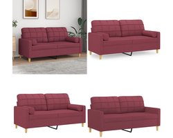 vidaXL Tweezitsbank met sierkussens 140 cm stof wijnrood - 2-zitsbank - 2-zitsbanken - Tweezitsbank - Bank