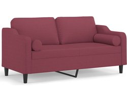 vidaXL - Tweezitsbank - met - sierkussens - 140 - cm - stof - wijnrood