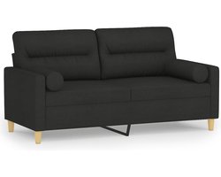 vidaXL - Tweezitsbank - met - sierkussens - 140 - cm - stof - zwart