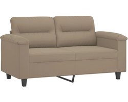 vidaXL Tweezitsbank microvezelstof taupe 120 cm Tweezitsbank - Microfiber Sofa - Lounge Bank - Salontafel - Huiskamer Meubilair