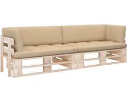 vidaXL - Tweezitsbank - pallet - met - kussens - geïmpregneerd - grenenhout