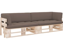 vidaXL - Tweezitsbank - pallet - met - kussens - geïmpregneerd - grenenhout