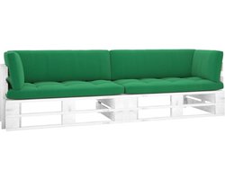 vidaXL - Tweezitsbank - pallet - met - kussens - wit - geïmpregneerd - grenenhout
