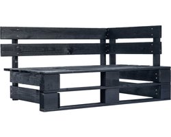 vidaXL Tweezitsbank Pallet met Kussens - Zwart Hoekbank - Tuinset - Palletbank - Buitentijdbank - Tuinmeubel