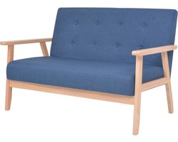 vidaXL - Tweezitsbank - stof - blauw