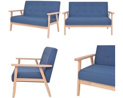 vidaXL Tweezitsbank stof blauw - Bank - Banken - Stoffen Bank - Stoffen Banken