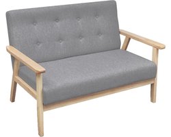 vidaXL - Tweezitsbank - stof - lichtgrijs