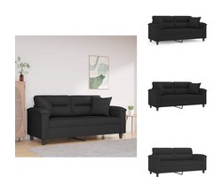 vidaXL Tweezitsbank - Tweezitsbanken - 2-zitsbank - Bank - Tweezitsbank met kussens 140 cm microvezelstof zwart