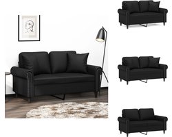 vidaXL Tweezitsbank - Tweezitsbanken - 2-zitsbank - Bank - Tweezitsbank met sierkussens 120 cm kunstleer zwart