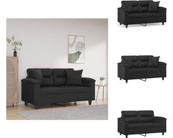 vidaXL Tweezitsbank - Tweezitsbanken - 2-zitsbank - Bank - Tweezitsbank met sierkussens 120 cm kunstleer zwart