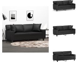 vidaXL Tweezitsbank - Tweezitsbanken - 2-zitsbank - Bank - Tweezitsbank met sierkussens 140 cm kunstleer zwart