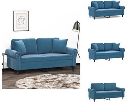 vidaXL Tweezitsbank - Tweezitsbanken - Bank - Sofa - Tweezitsbank met sierkussens 140 cm fluweel blauw