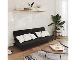 vidaXL Tweezitter - Slaapbank - Slaapbank 2-zits fluweel zwart - Zwarte Slaapbank - Fluweel Sofa - Comfortabele Bank