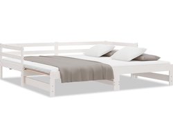 vidaXL - Uitschuifbare - slaapbank - zonder - matras - 90x190 - cm - wit