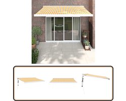 vidaXL Uittrekbare Luifel 3x2,5m Geel en Wit Zonwering - Veranda - Buitenschilderij - Terrasdoek - Parasol