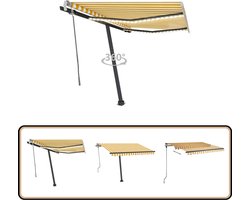 vidaXL Uittrekbare Luifel Geel/Wit met LED 350x250cm Buitenuitzettende Luifel - Zonwering - Buitenscherm - Terrasoverkapping - Parasol