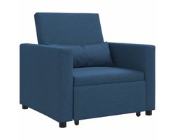 vidaXL - Uittrekbare - slaapbank - eenpersoons - Blauw - 90 - x - 165 - x - 87 - cm - Stof