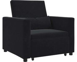 vidaXL - Uittrekbare - slaapbank - eenpersoons - Zwart - 90 - x - 165 - x - 87 - cm