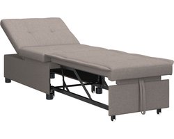 vidaXL - Uittrekbare - Slaapbank - Taupe - 194 - x - 50 - x - 82 - cm - Stof