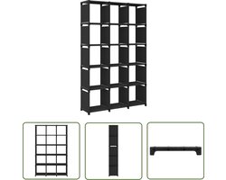 vidaXL Vakkenkast - Opbergkast - Kast met 15 vakken 103x30x175,5 cm stof zwart - Stofkast - Zwarte Kast - Modern Design