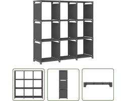 vidaXL Vakkenkast - Opbergkast - Kast met 9 vakken 103x30x107,5 cm stof grijs - Grijze Kast - Stoffen Kast - Metalen Kast