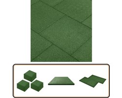 vidaXL Valtegels 18x 50x50x3 cm - Groen Rubber Valtegels - Rubberen Tegels - Kinderbescherming - Antislip - Tuin Accessoires