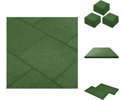 vidaXL Valtegels 18x 50x50x3 cm - Groen Rubber Valtegels - Rubberen Tegels - Kinderbescherming - Antislip - Tuin Accessoires