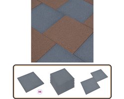 vidaXL Valtegels - 6 stuks - 50x50x3 cm - Grijs Rubber Rubberen Valtegels - Antislip Tegels - Kinderbescherming - Tuin Accessoires - Terras Decoratie