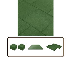 vidaXL Valtegels - Rubber - 50x50x3 cm - Groen - 12 stuks Rubberen Vloertegels - Antislip Vloertegels - Kinder Veiligheid - Tuin Accessoires - Terras Decoratie