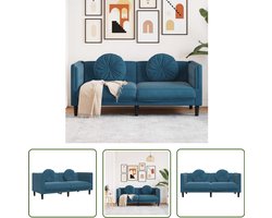 vidaXL Velours Bank - Blauwe Bank - Bank met kussens 2-zits fluweel blauw - 2 Persoons Bank - Salontafel - Woonkamer Decoratie
