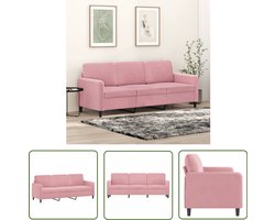 vidaXL Velours Bank - Drie Zits Bank - Driezitsbank 180 cm fluweel roze - Roze Bank - Moderne Bank - Salontafel
